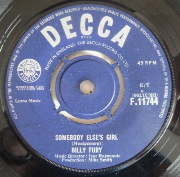 Billy Fury - Somebody Else's Girl / Go Ahead And Ask Her