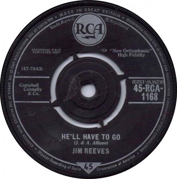 Jim Reeves - He'll Have To Go / In A Mansion Stands My Love