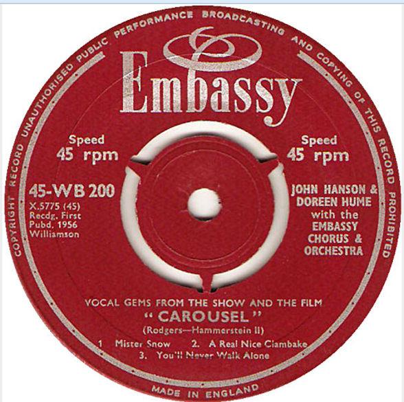 John Hanson , Doreen Hume, Embassy Chorus And Orchestra - Vocal Gems From The Show And The Film "Carousel"